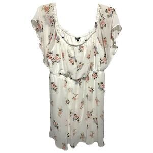 3X Torrid Lined Floral Flutter Sleeve Dress Blouson Style Off Shoulder